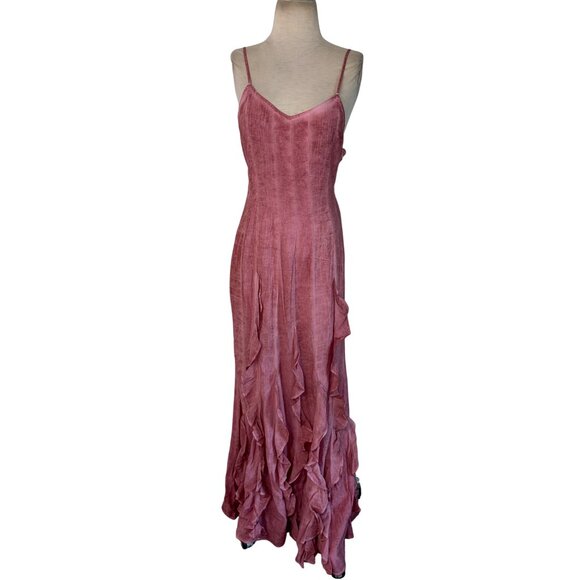 ROCOCO SAND for FWRD Gaia Long Dress in Nude Pink Medium New Womens Maxi - Picture 4 of 9